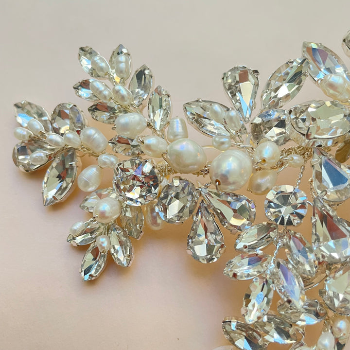 Silver Swarovski crystals clip comb