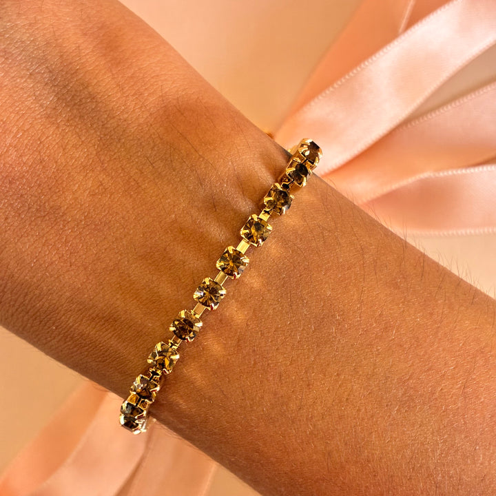Dainty Bronze Swarovski crystals bracelet