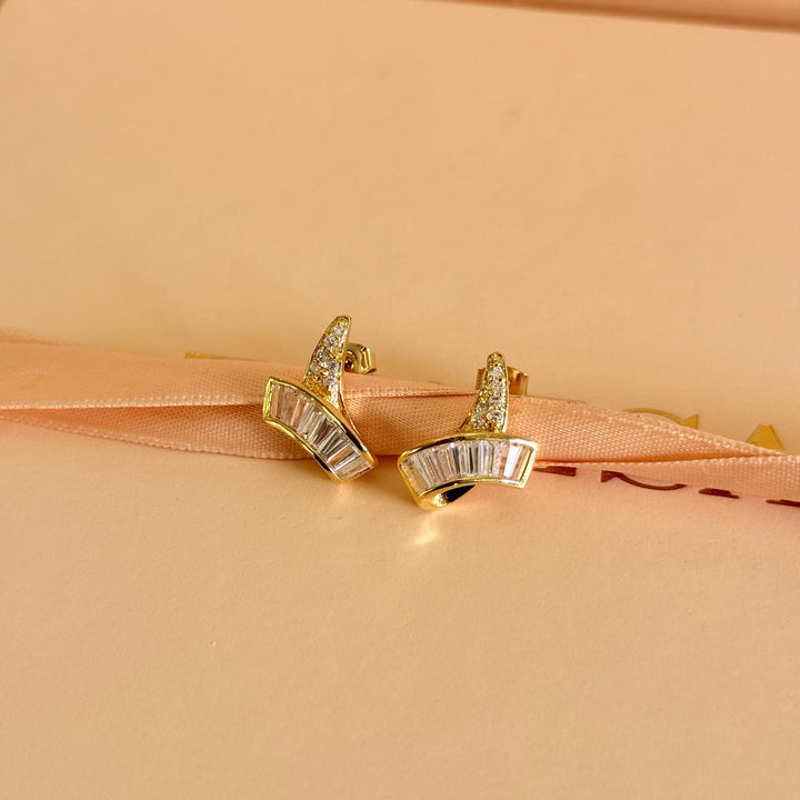 Baguette zircone gold plated earrings