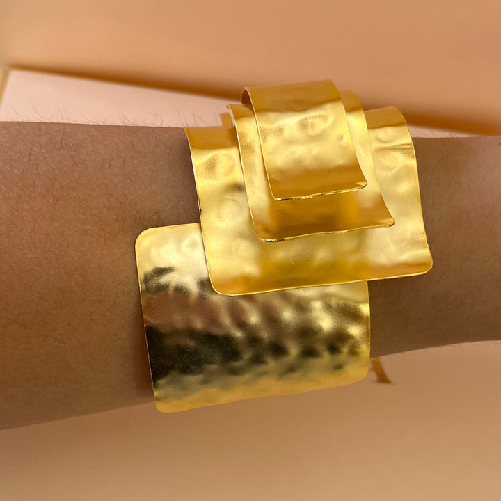Gold handmade earrings & bangle