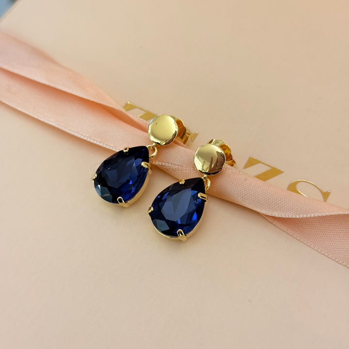 Teardrop violet Swarovski crystal earrings and ring