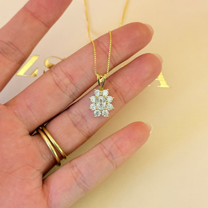 Zircone Rosetta sterling silver gold plated pendant