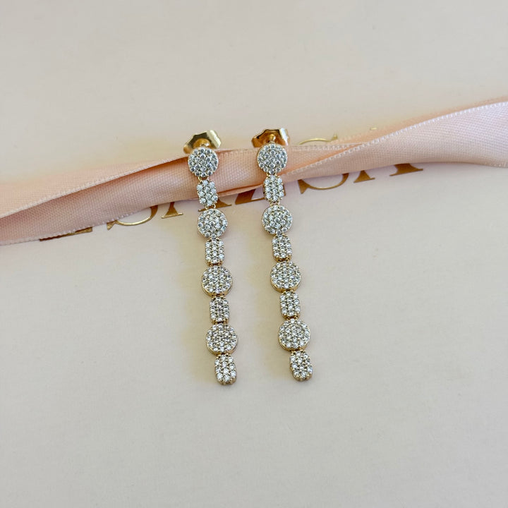 Mixed of shapes zircone gold plated earrings