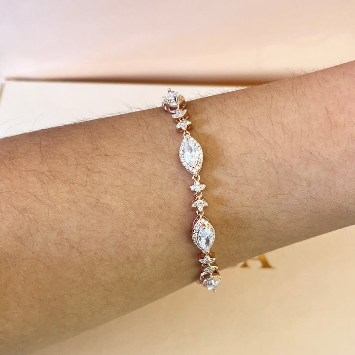 Marquise zircone rose gold plated bracelet