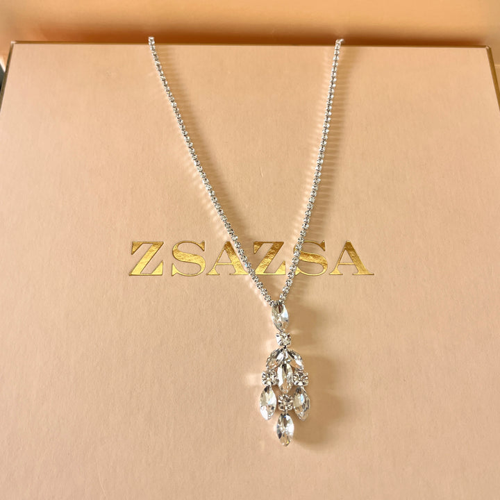 Marquise rhinestone white gold plated set