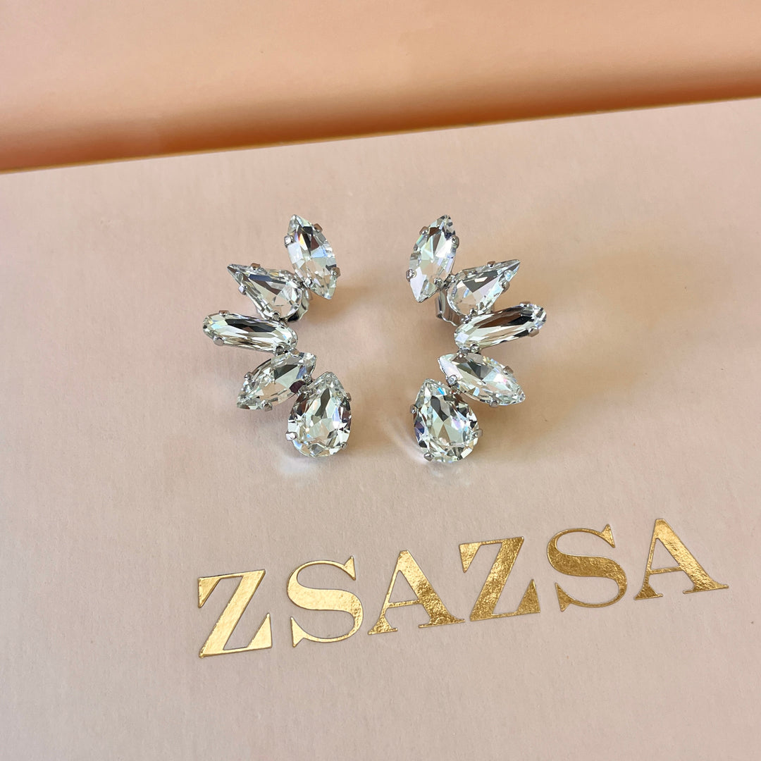 Swarovski crystals mix of shapes white gold plated studs