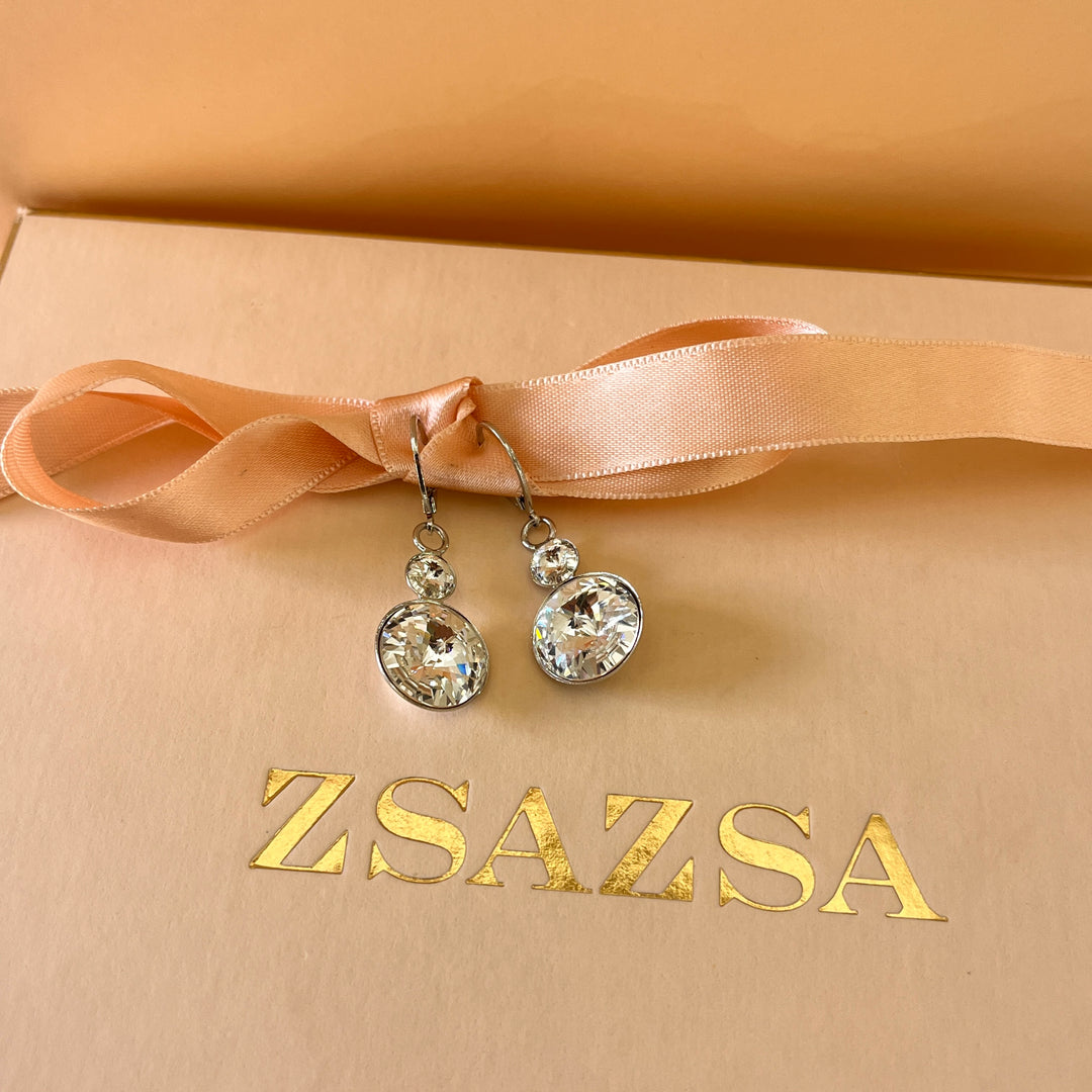Swarovski crystals white gold plated earrings and ring