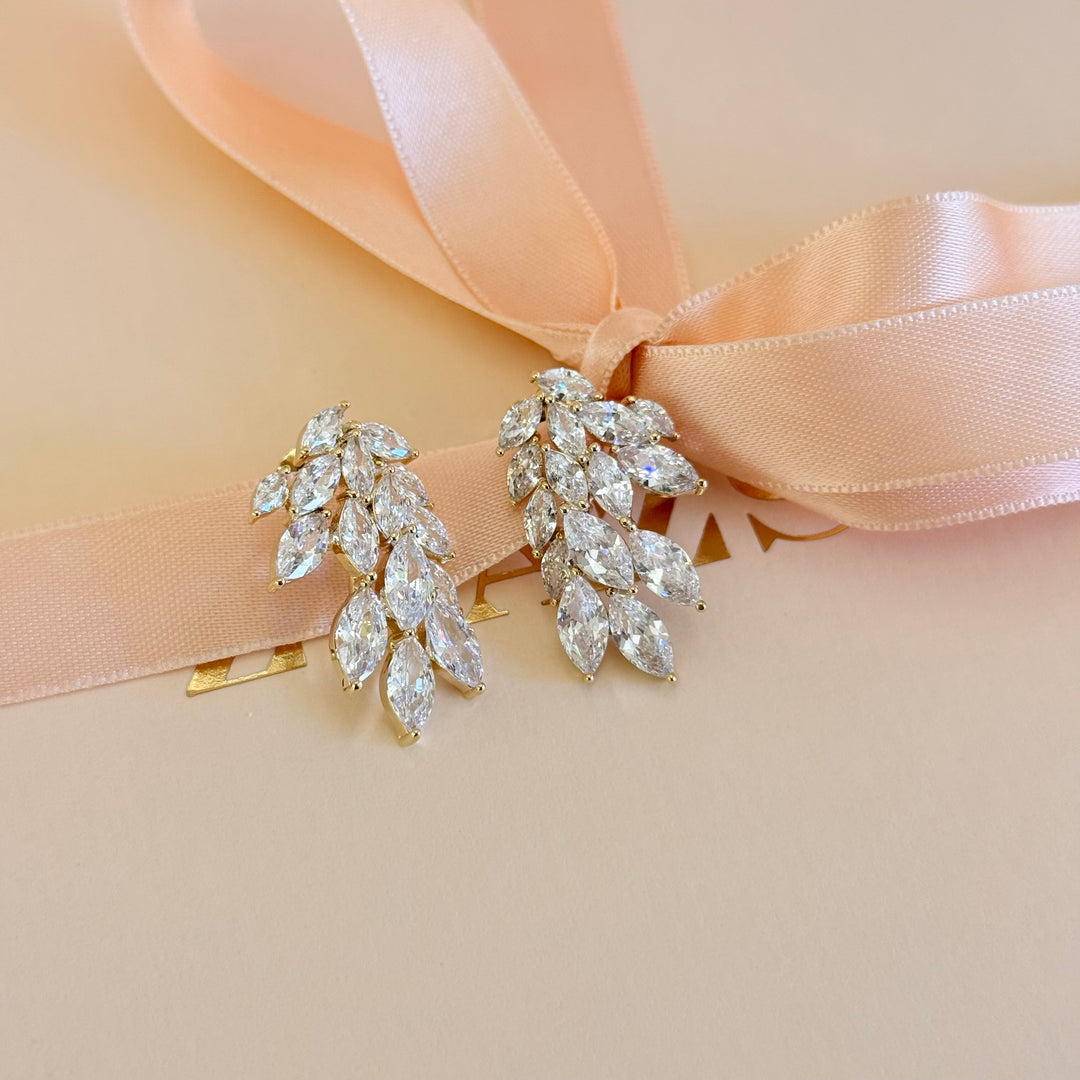 Chunky marquise zircone gold plated earrings