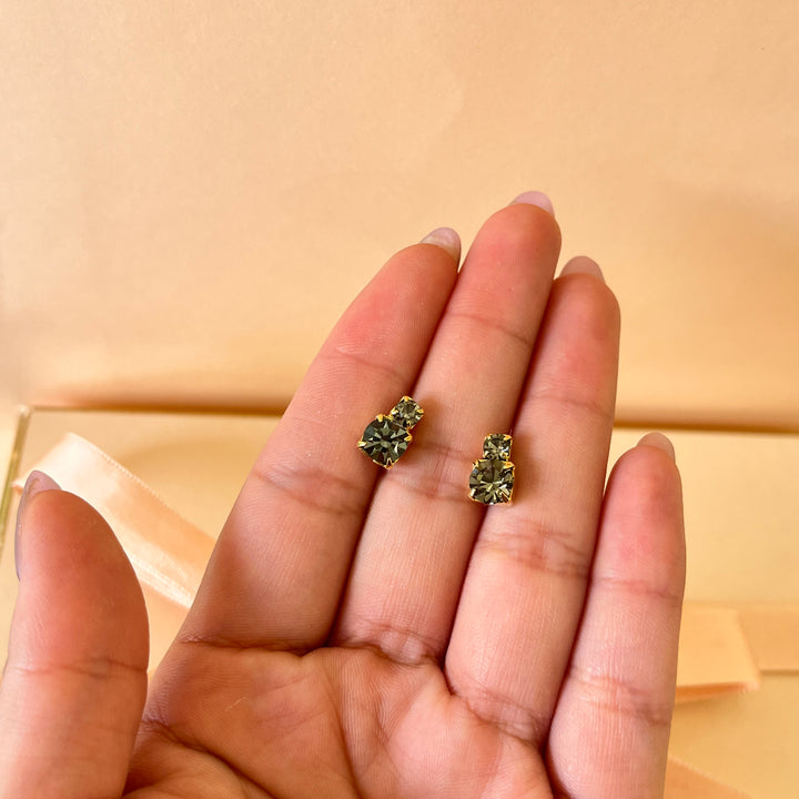 Grey double preciosa crystals studs