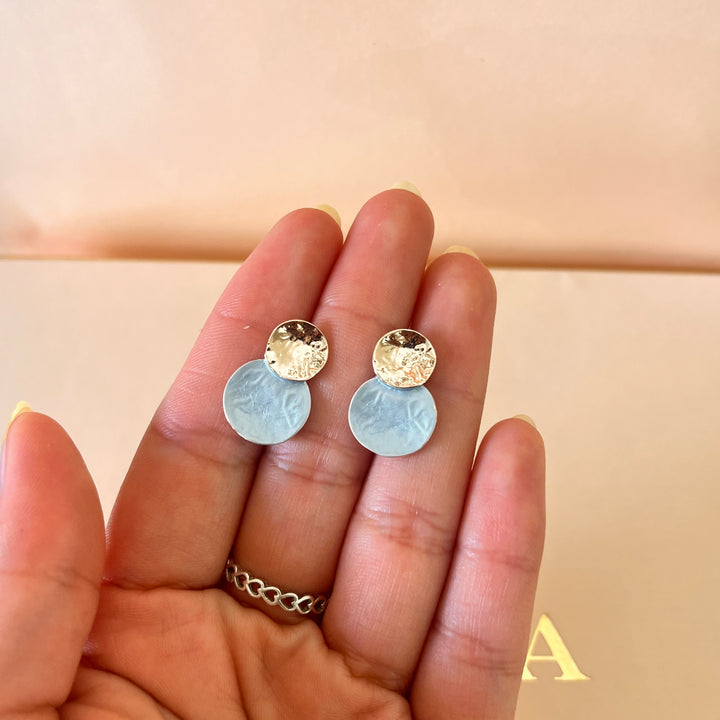 Enamel light blue studs earrings