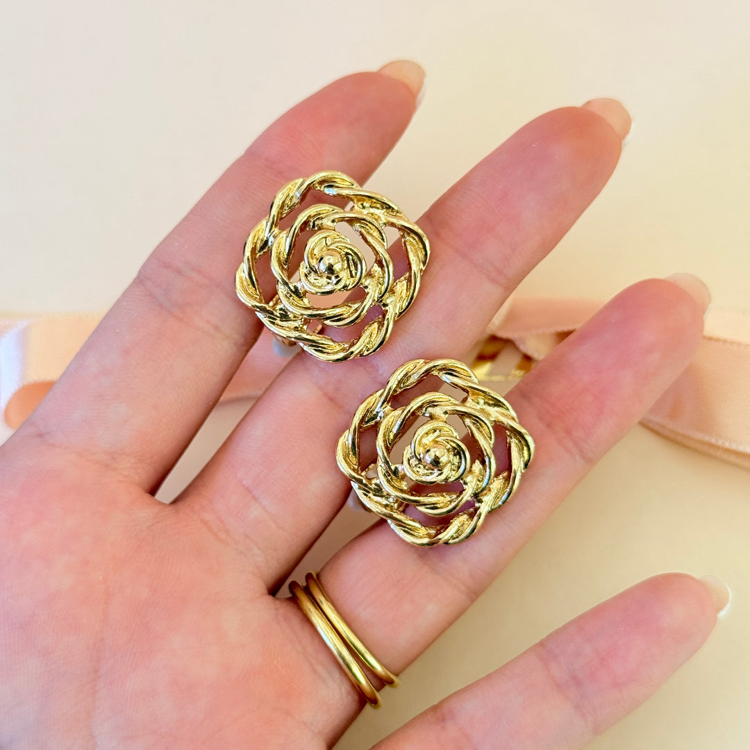 Plain Rose gold plated clip on earrings