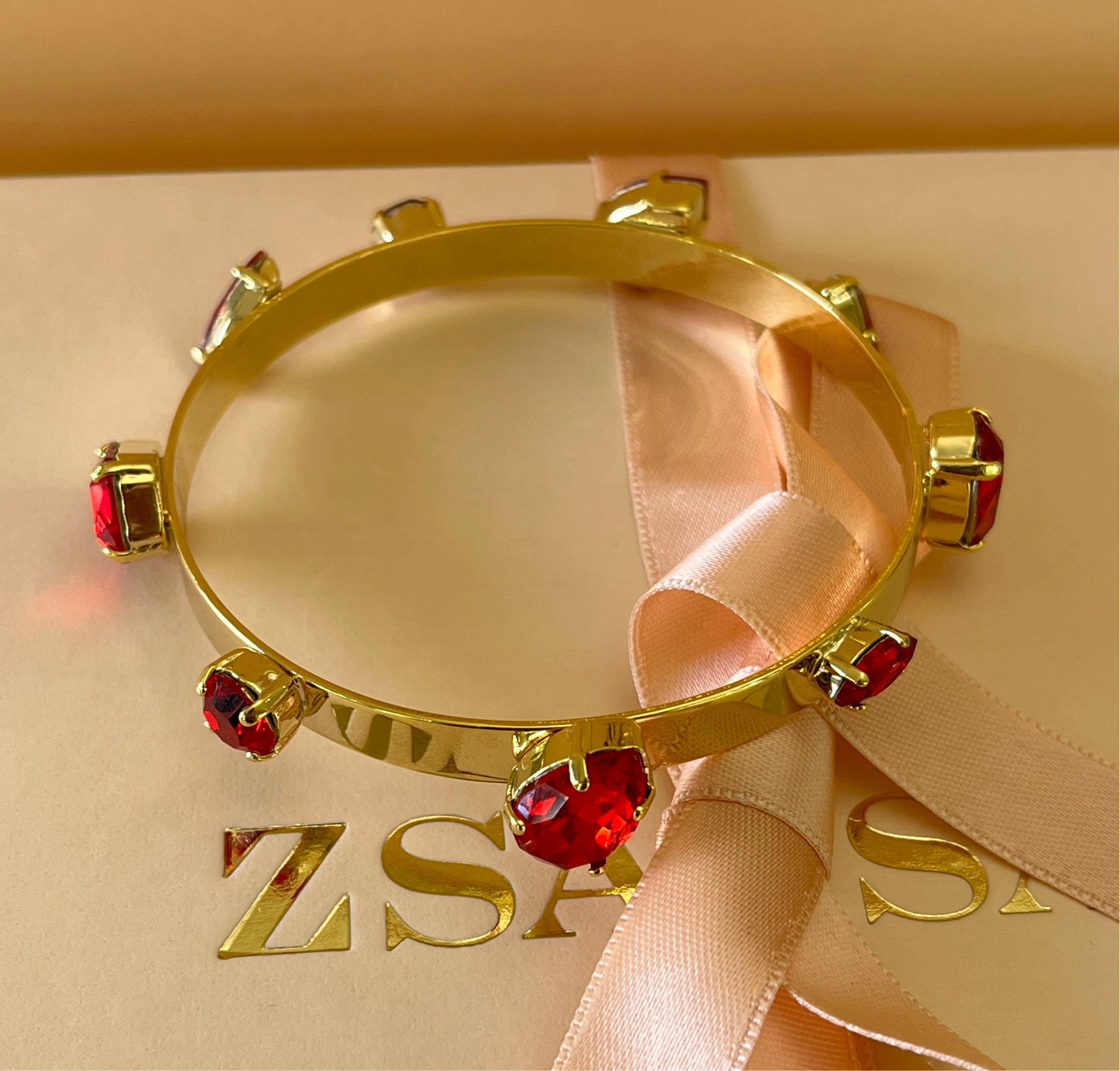 Red Swarovski Crystals Bangle