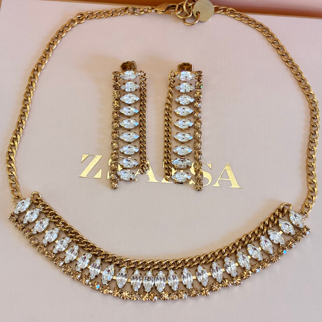 Bronze marquise Swarovski crystals set
