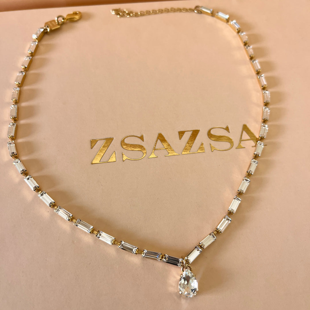 Swarovski crystals baguette gold plated set