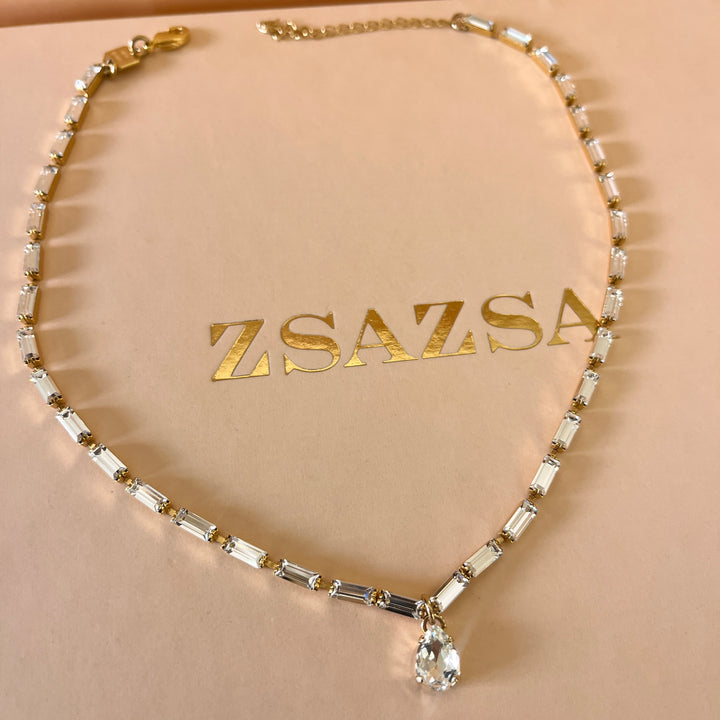 Swarovski crystals baguette gold plated set