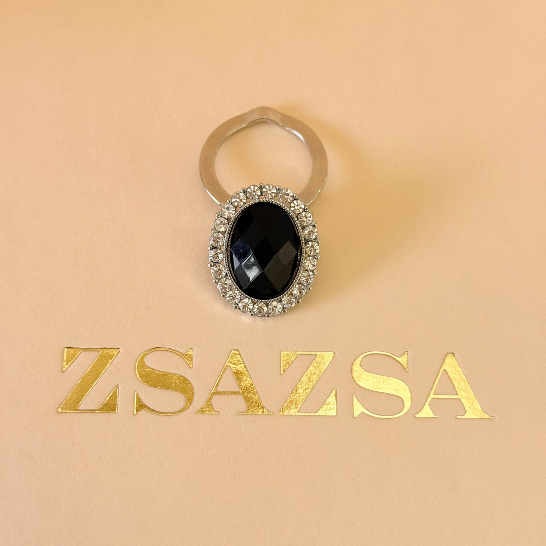Rhinestone black scarf clip