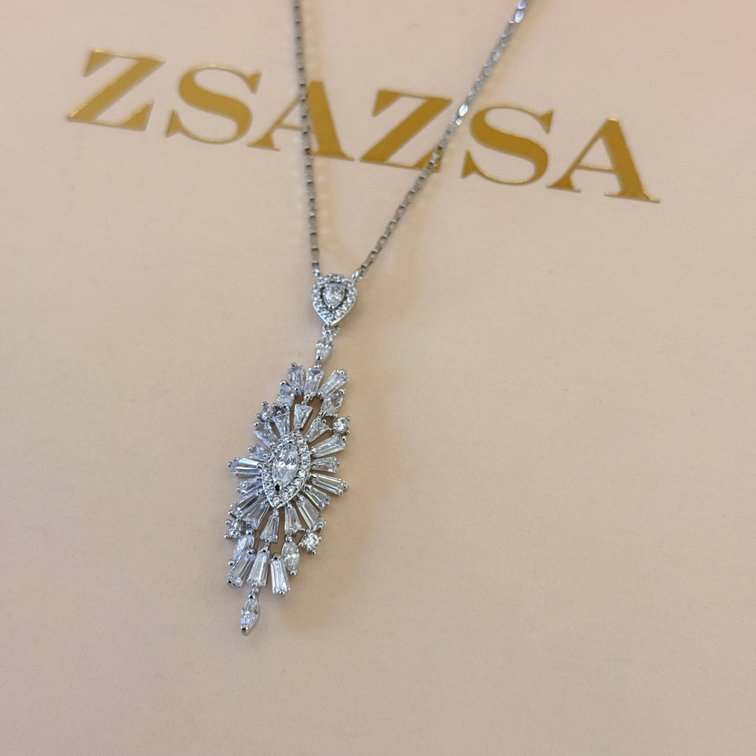 Mixed shapes zircone silver pendant