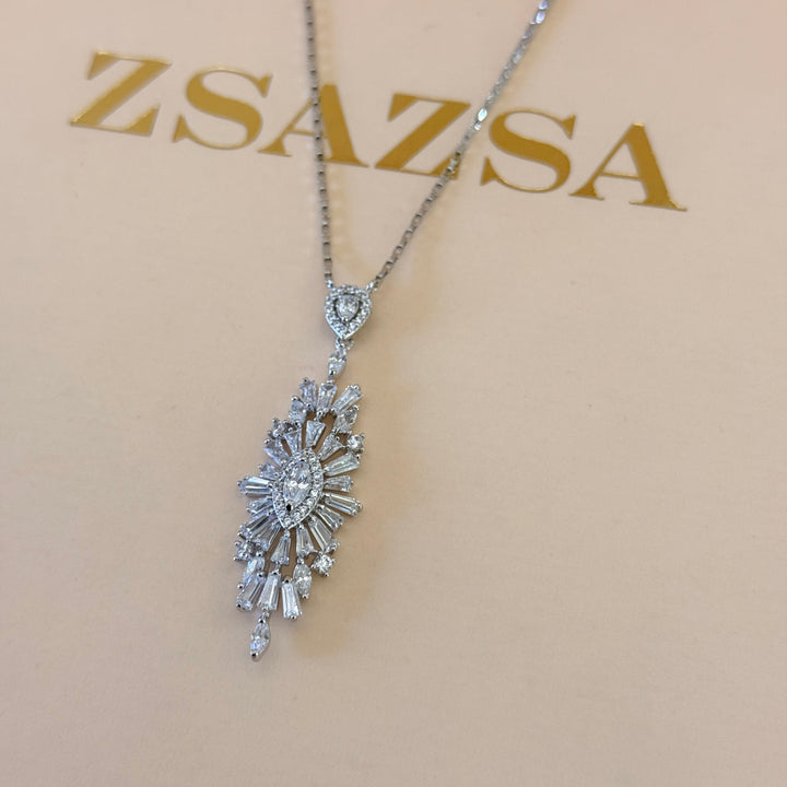Mixed shapes zircone silver pendant