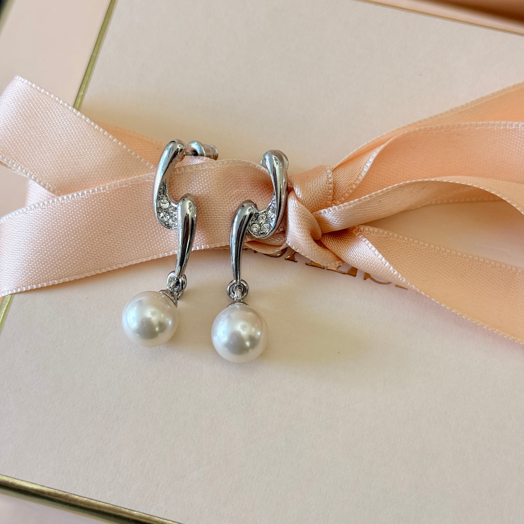 Swarovski crystals pearl silver earrings