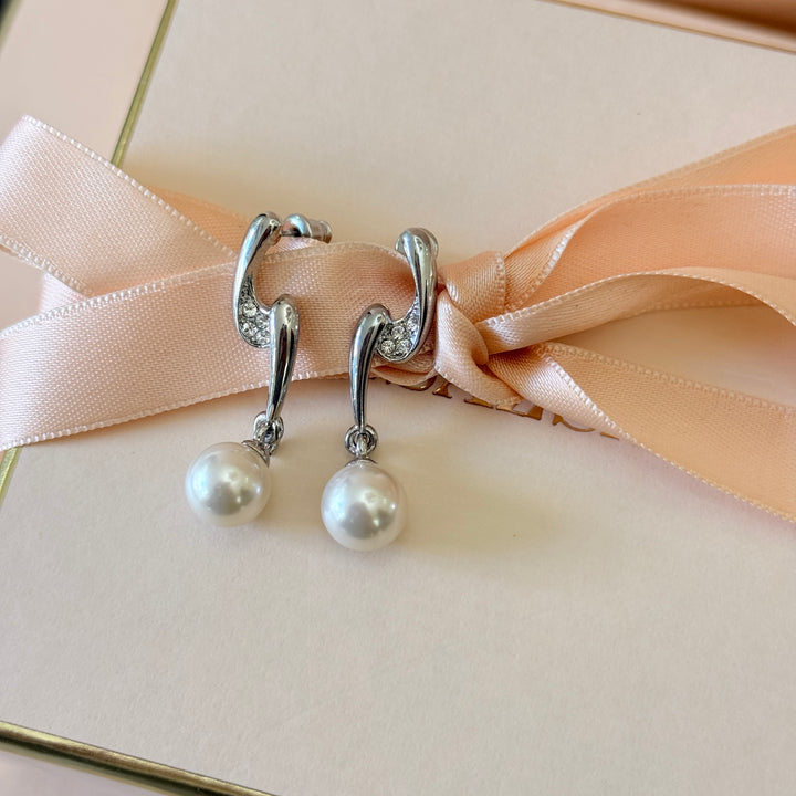 Swarovski crystals pearl silver earrings