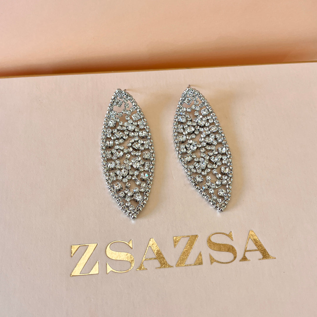 Swarovski crystals marquise white gold plated earrings