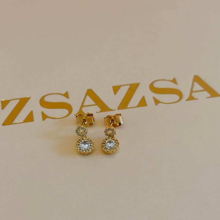 Dainty dangle zircone gold plated earrings