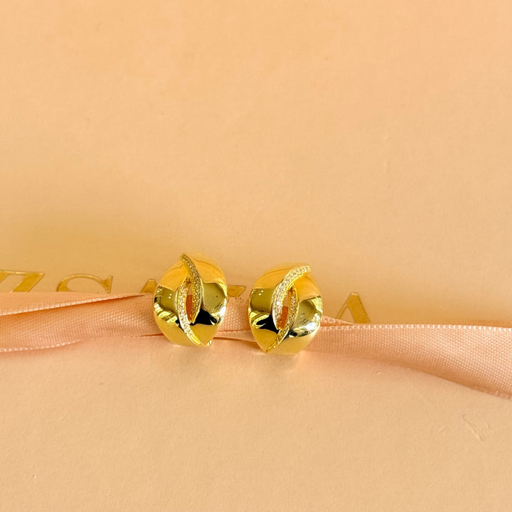 Curve zircone gold plated earrings