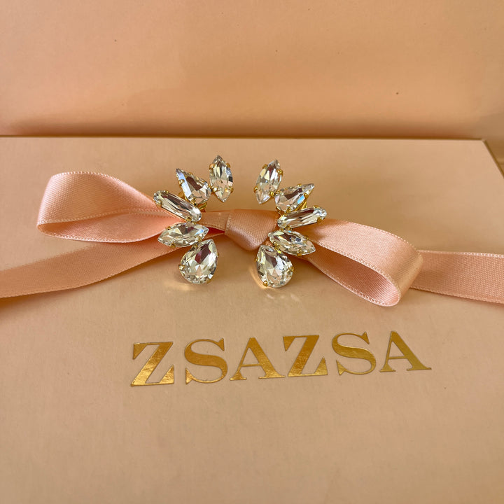Mixed shapes Swarovski crystals gold plated studs
