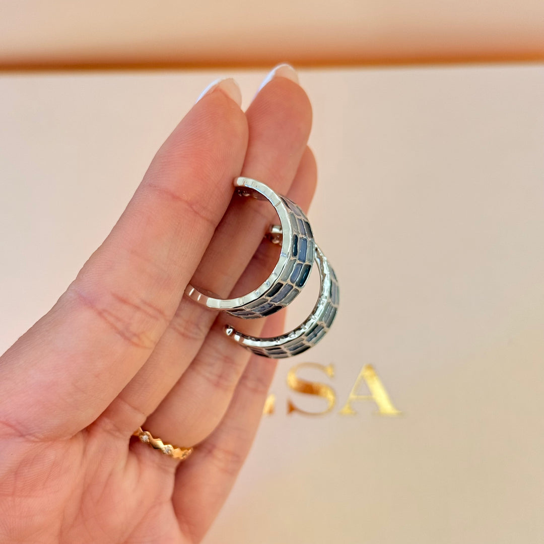 Blue, green & grey silver Enamel Set