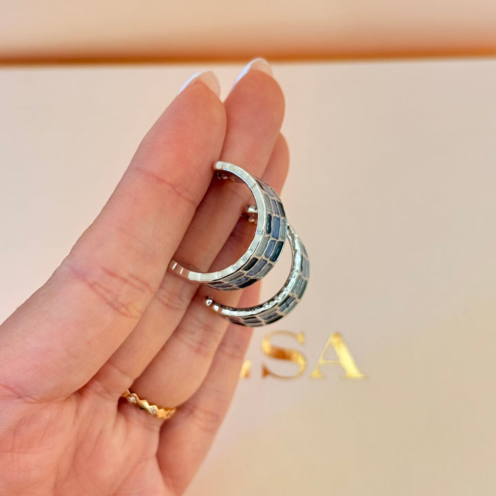 Blue, green & grey silver Enamel Set