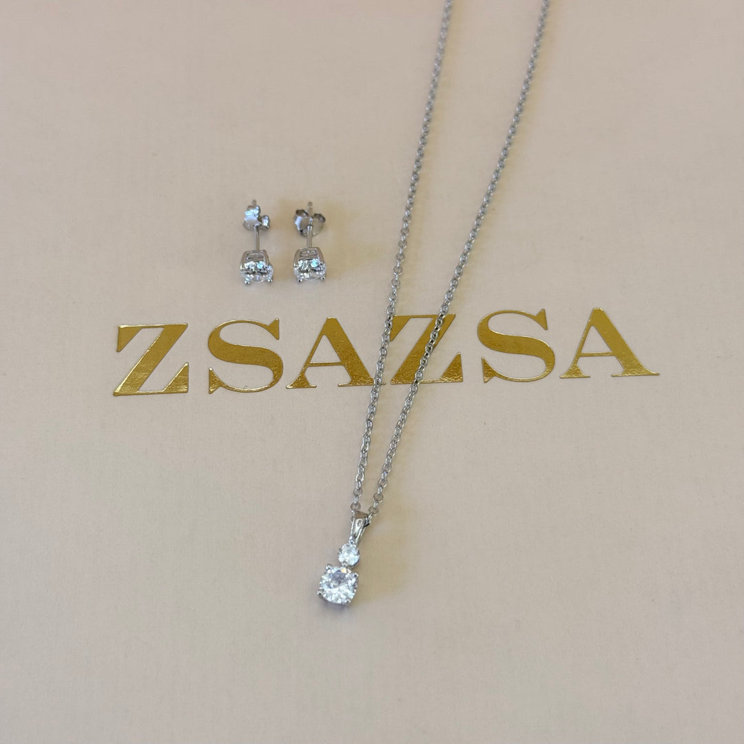 Dainty zircone sterling silver set