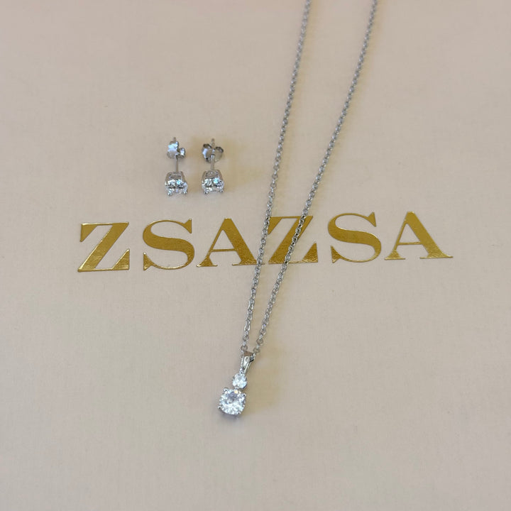 Dainty zircone sterling silver set