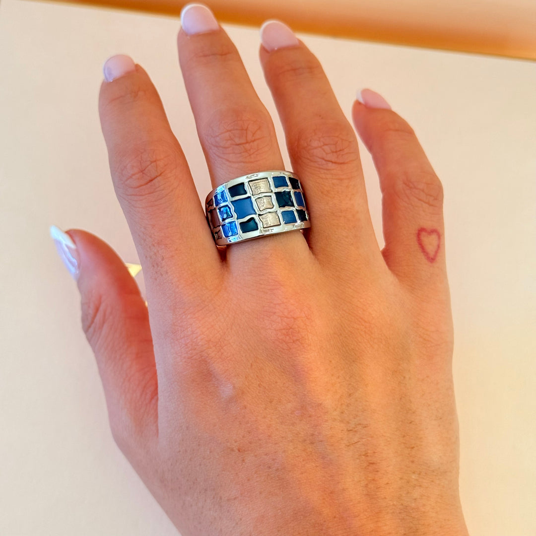 Blue & bronze silver Enamel Set