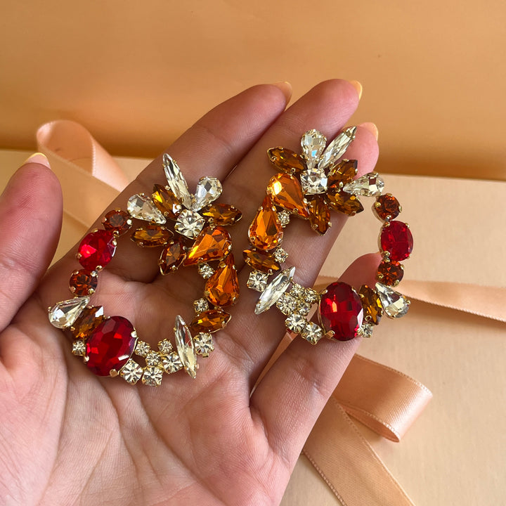 Orange and red Preciosa crystals set