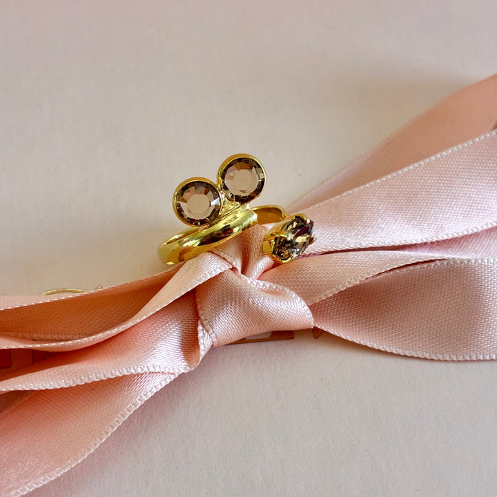 Round and marquise bronze Swarovski crystals ring