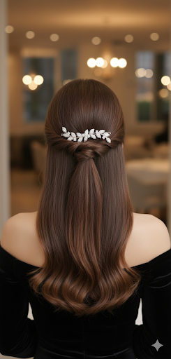 Silver dainty cubic zircone leaf hair clip