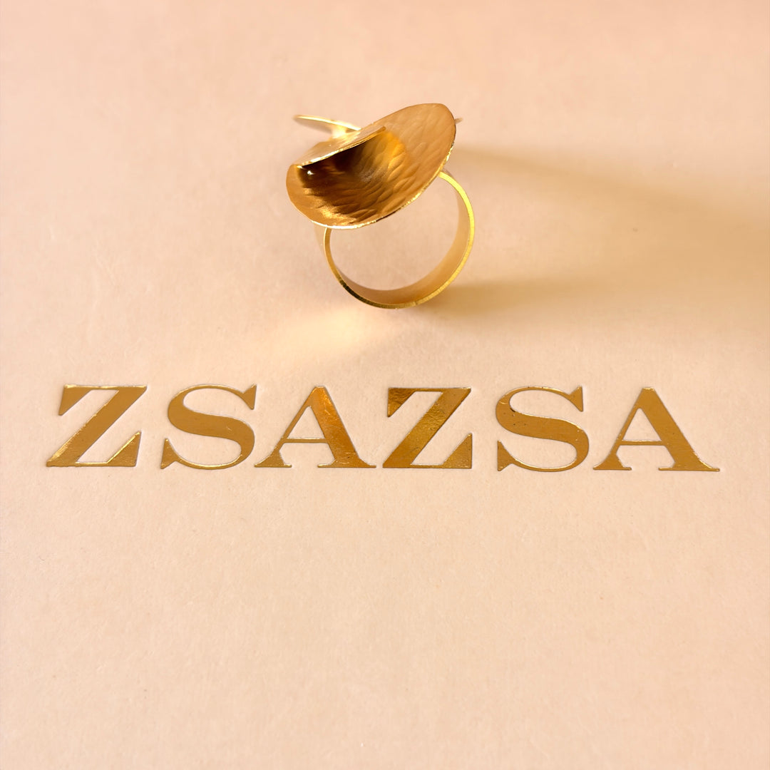 Handmade Inerlocking Petal Ring | Gold Plated | ZsaZsa