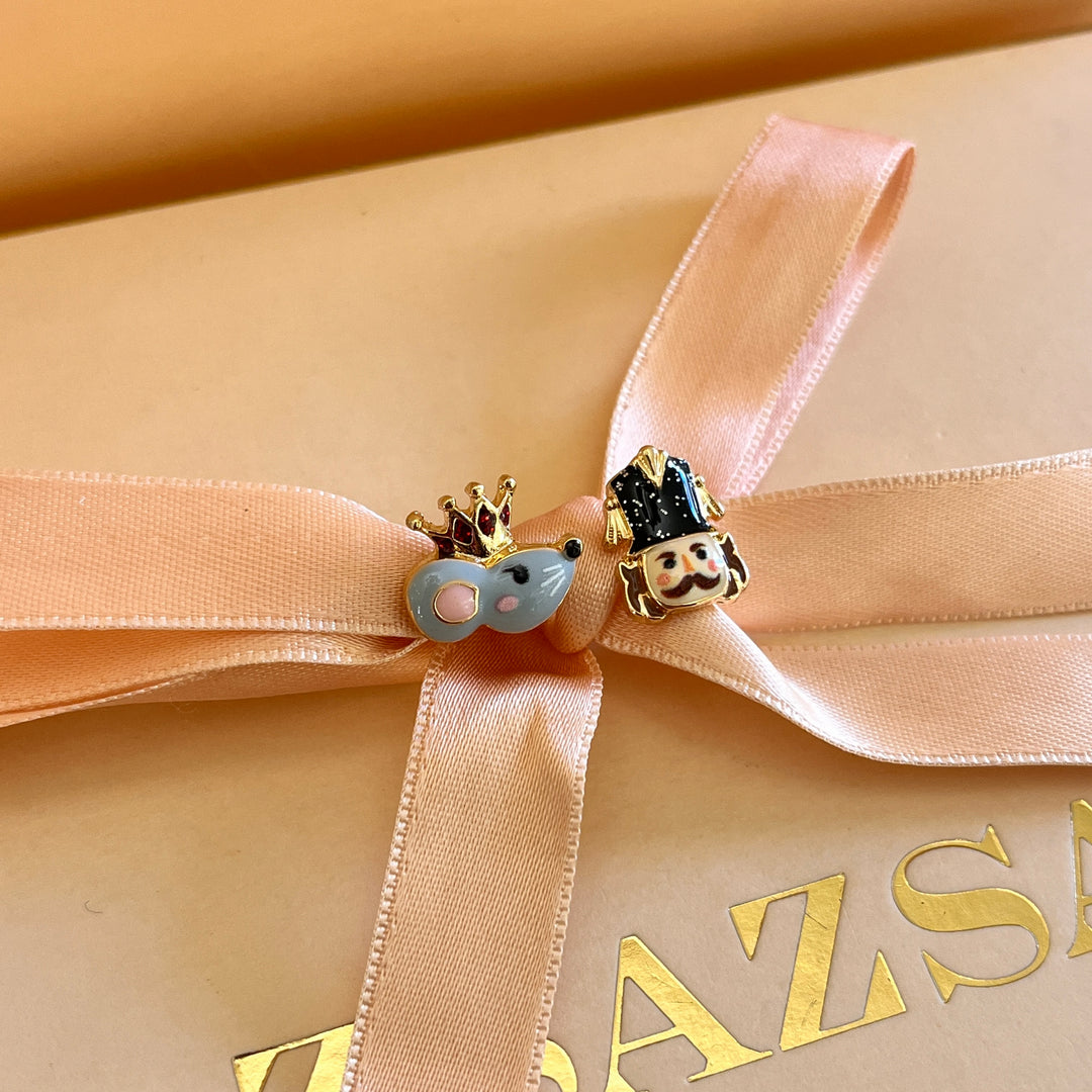 Mouse and nutcracker Christmas studs