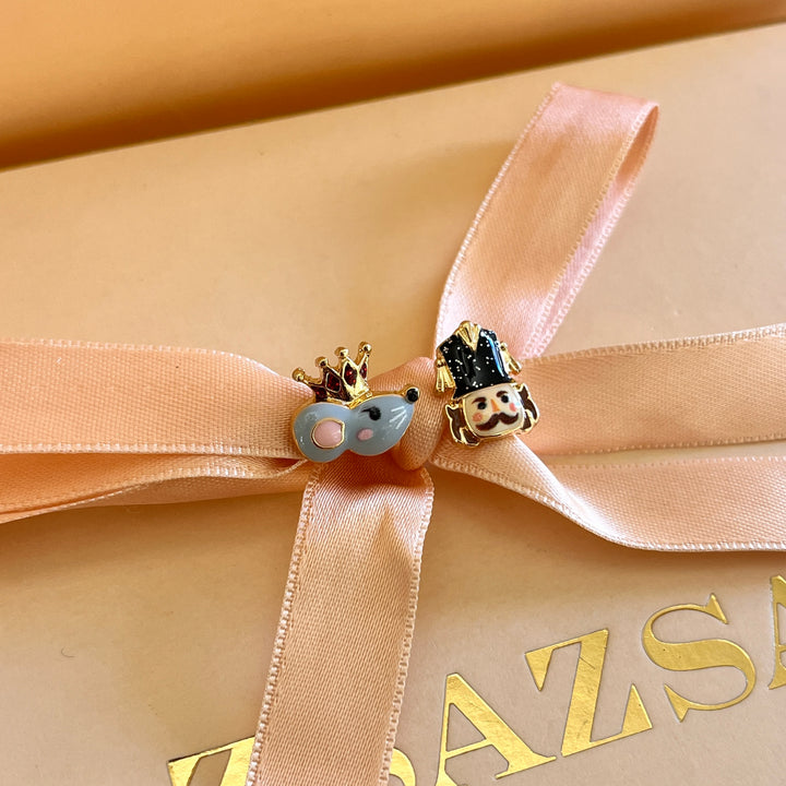 Mouse and nutcracker Christmas studs