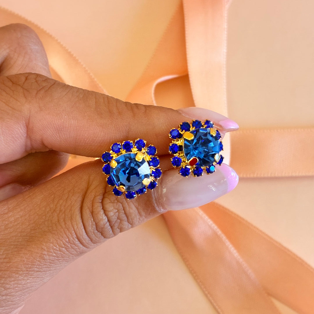 Royal blue Swarovski gold plated studs