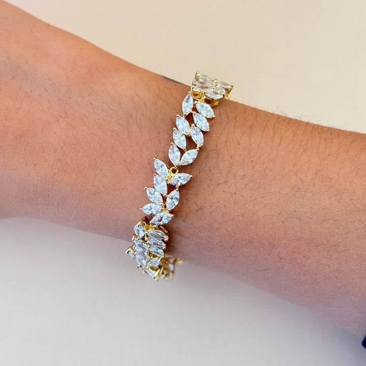 Marquise zircone gold plated set