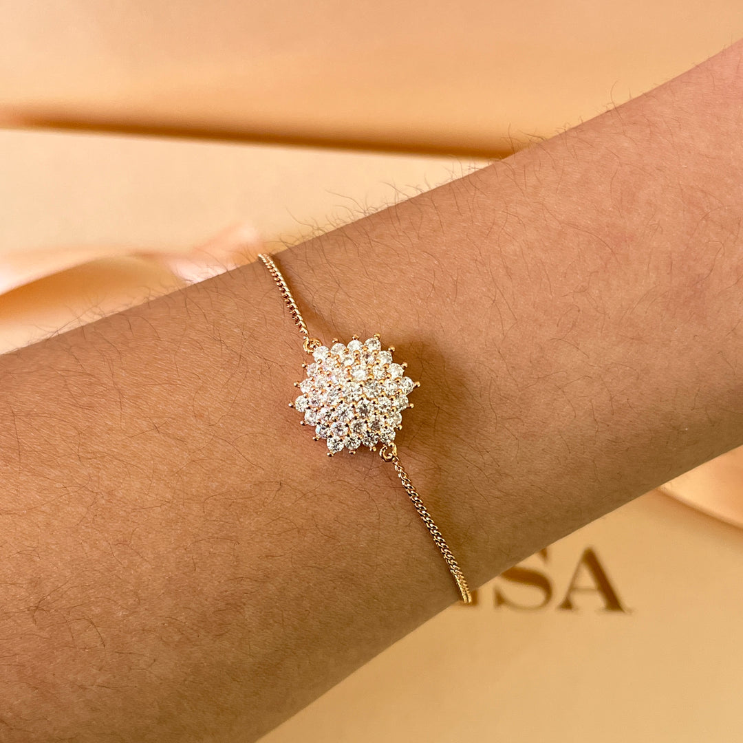 zircone rose gold plated flower bracelet