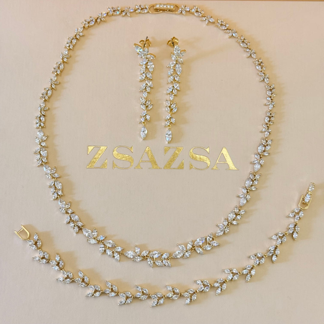 Marquise zircone gold plated set