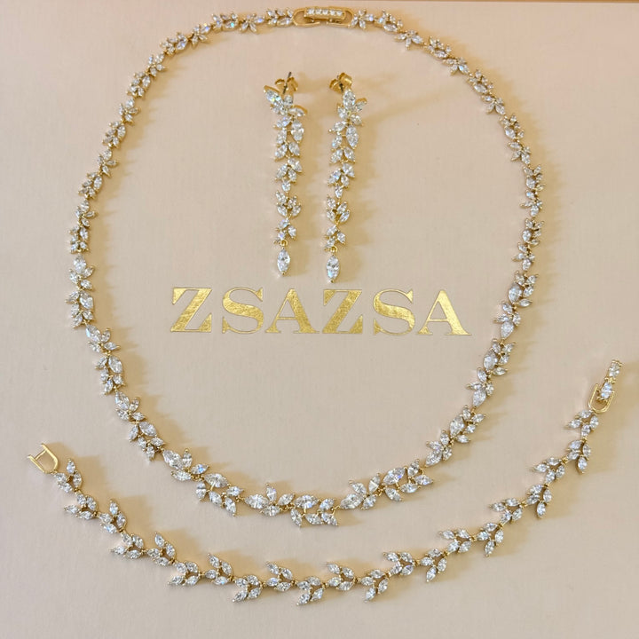 Marquise zircone gold plated set