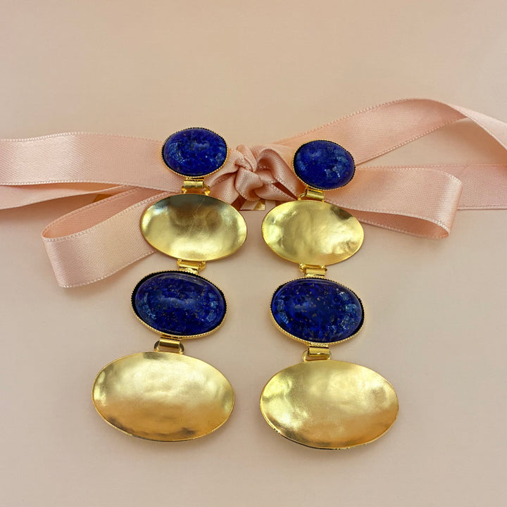 Handmade lapislázuli long earrings