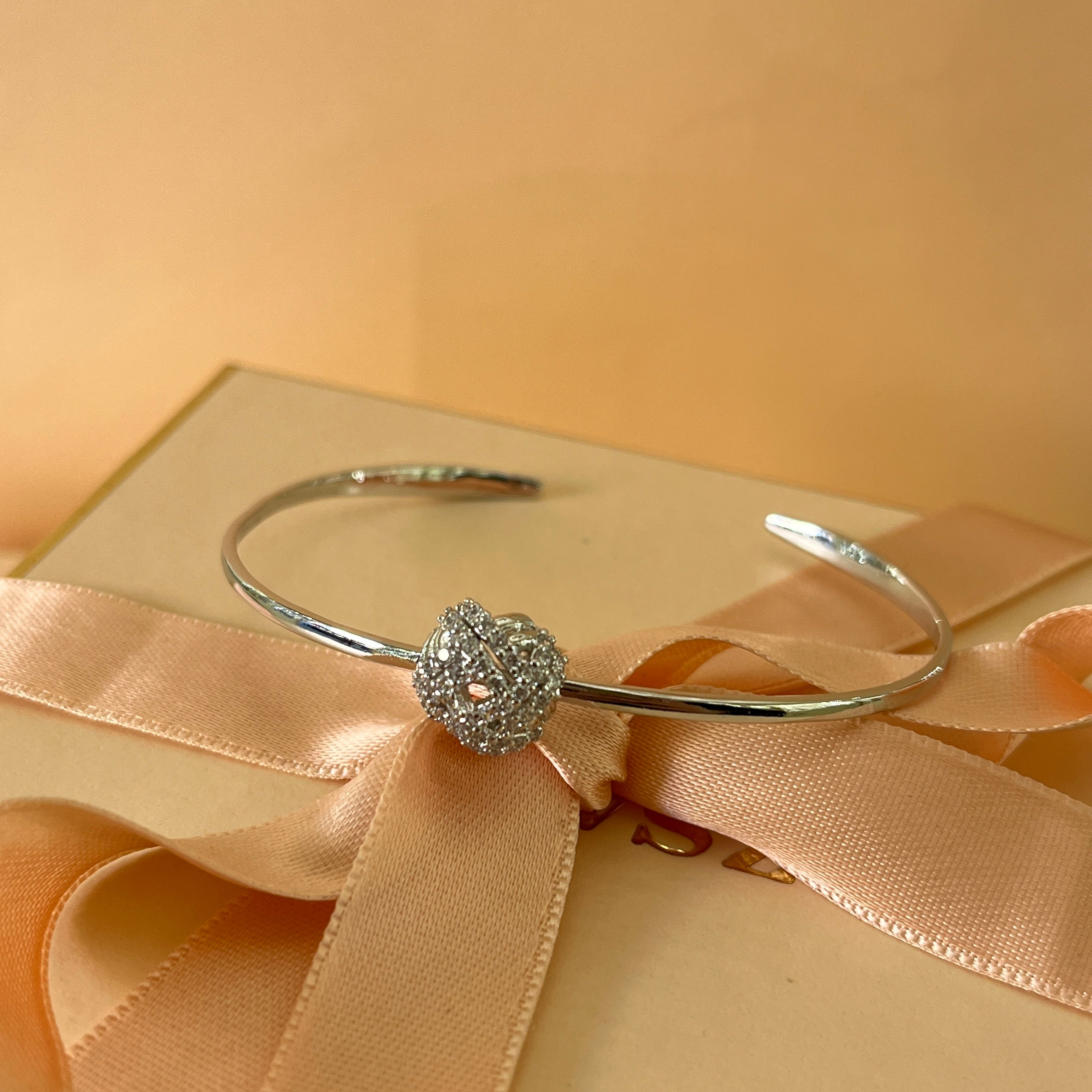 Silver zircone open bangle