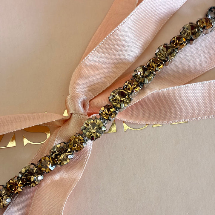 Bronze Swarovski crystals silver bracelet