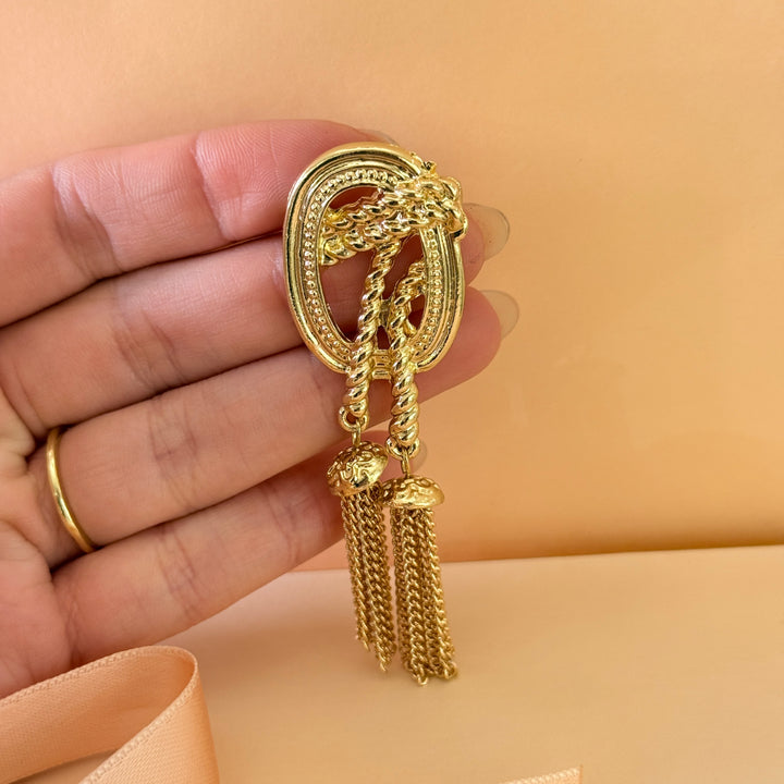 Vintage Style Gold Rope & Tassel Brooch