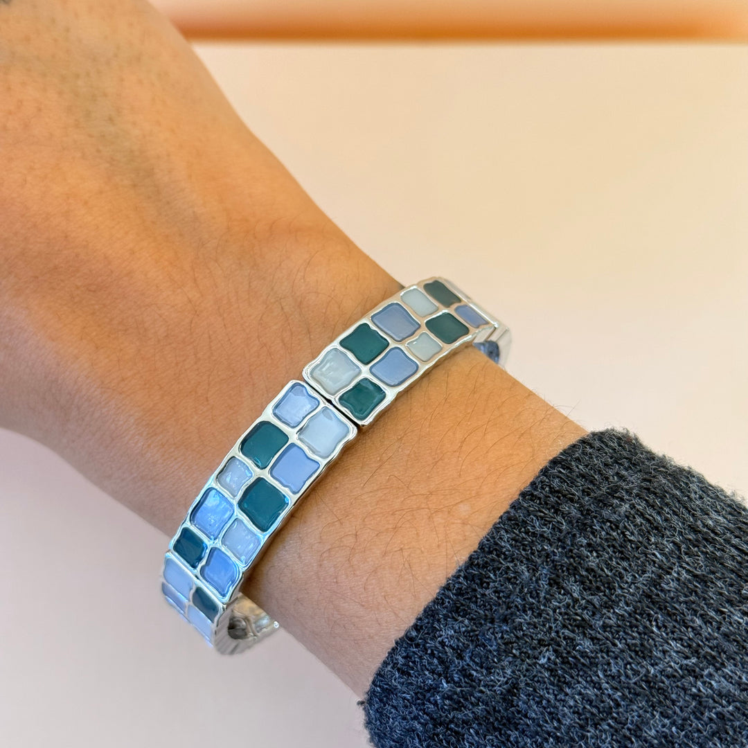 Blue, green & grey silver Enamel Set