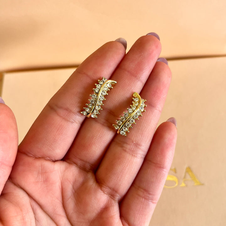 Rhinestone gold plated earring